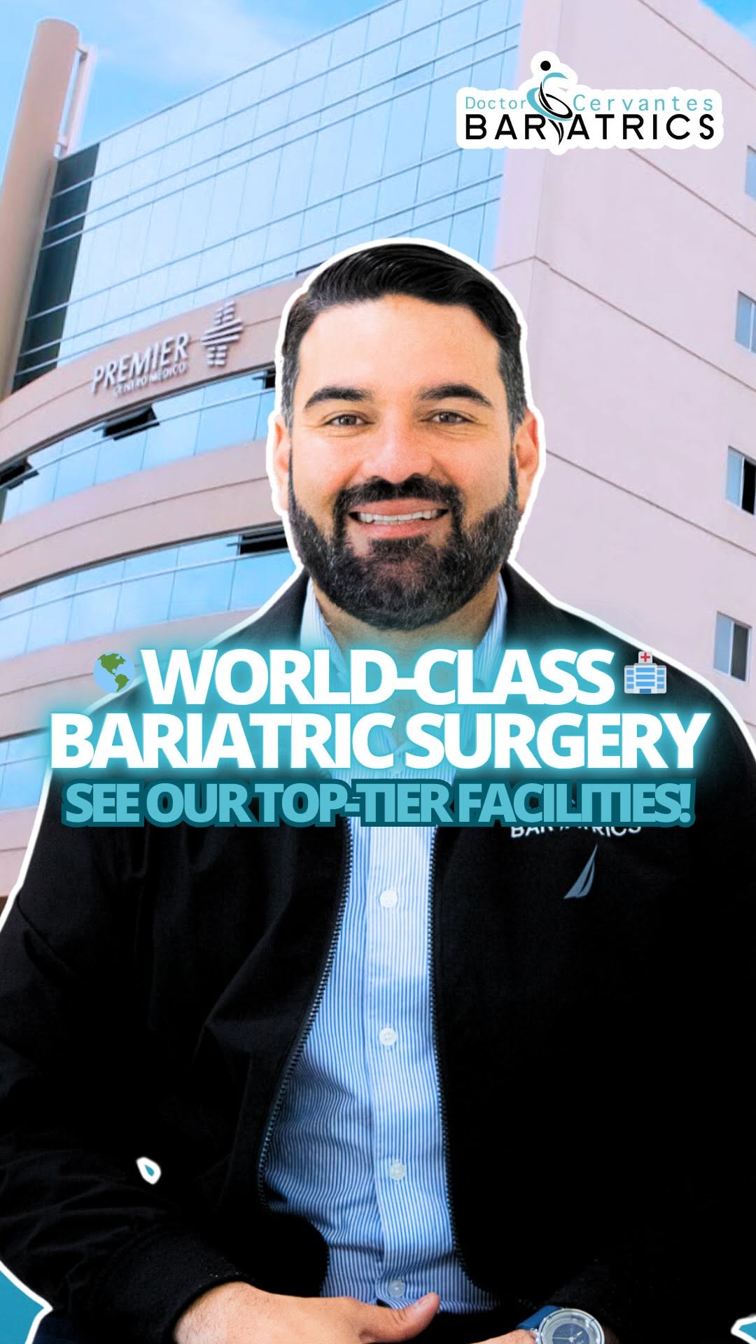 Patient coordinator Miguel describing the world-class facilities at Hospital Premier